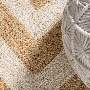 Piper Two-tone Chevron Round Jute Area Rug